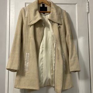 Mackage Cream Wool and Leather Winter Pea Coat